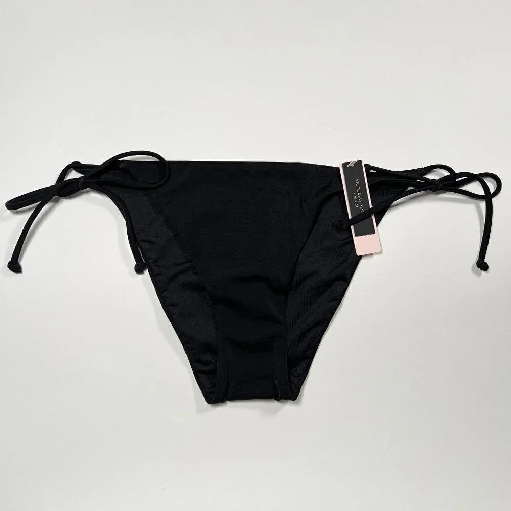 Victoria Secret 38C L Bombshell Push Up Bikini Top Side Tie Bottom Set Black
